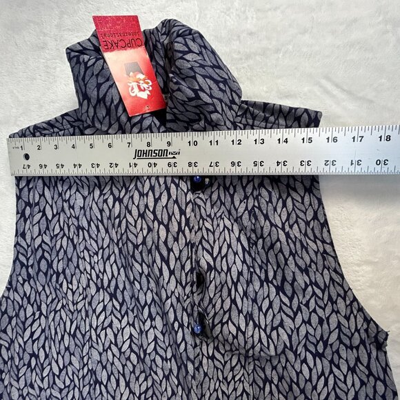 Cupcake International Womens Leaf Pattern Sleeveless Button-Up Vest Small New - Picture 6 of 8